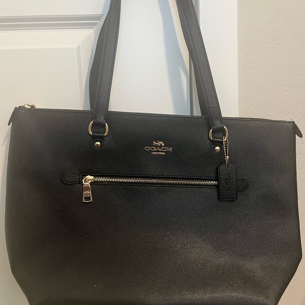 Coach Black Leather Tote Bag